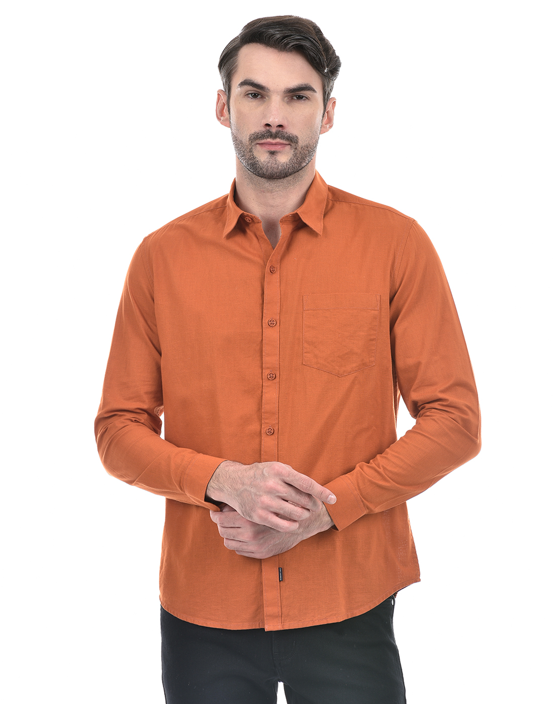 Numero Uno Men Solid Orange Shirt
